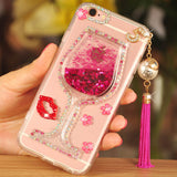 3D Liquid Quicksand Bling  Wine Glass Pattern Phone Case