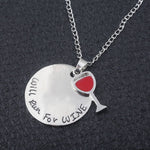 Wine bottle Necklace Silver Infinite symbol red Hart Pendent Wineglass Red Heart Choker Bijoux accessories girls Jewelry