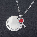 Wine bottle Necklace Silver Infinite symbol red Hart Pendent Wineglass Red Heart Choker Bijoux accessories girls Jewelry