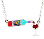 Red Wine Bottle Heart Pendant