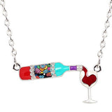 Red Wine Bottle Heart Pendant