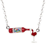 Red Wine Bottle Heart Pendant