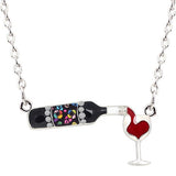 Red Wine Bottle Heart Pendant